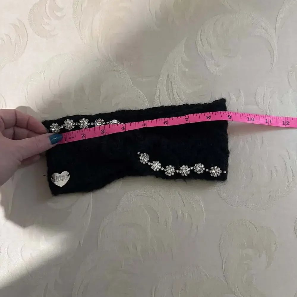 Betsey Johnson Headband Winter Bandana Cream Ice Princess Knit Bling Bling O/S‎